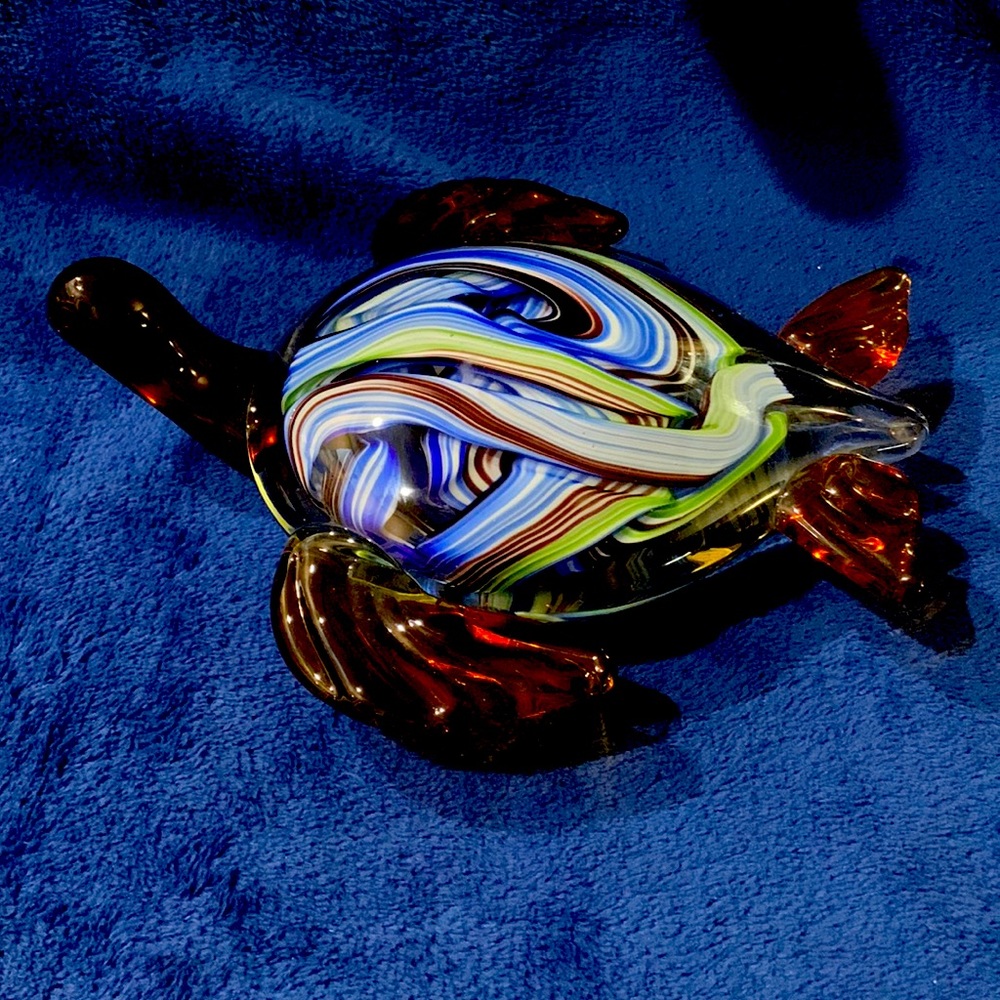 Hand blown Glass Sea Turtle 9”